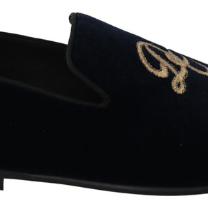 Dolce & Gabbana Elegant Blue Embroidered Loafers