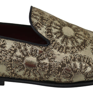 Dolce &amp; Gabbana Mocasines dorados burdeos Zapatos de vestir con chanclas