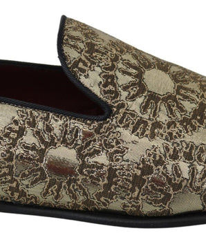 Dolce & Gabbana Gold Bordeaux Loafers Slides Dress Shoes Dolce & Gabbana 