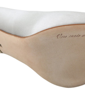 Dolce &amp; Gabbana White Crystals Peep Toe Heels Satin Pumps Shoes