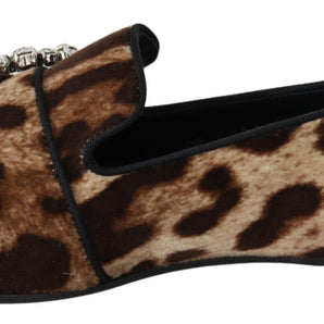 Dolce &amp; Gabbana Leopard Print Crystal Embellished Loafers