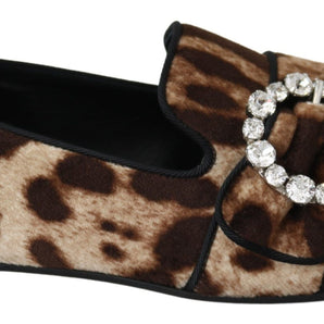 Dolce & Gabbana Leopard Print Crystal Embellished Loafers