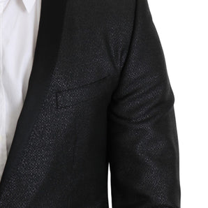 Dolce &amp; Gabbana Elegante blazer negro de corte slim en jacquard