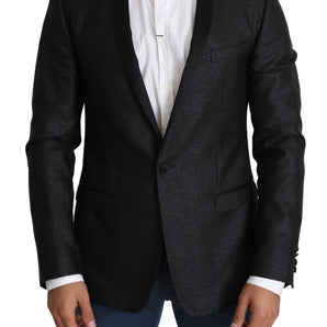 Dolce &amp; Gabbana Elegante blazer negro de corte slim en jacquard