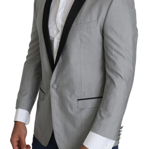 Dolce &amp; Gabbana Elegante blazer gris claro en mezcla de seda