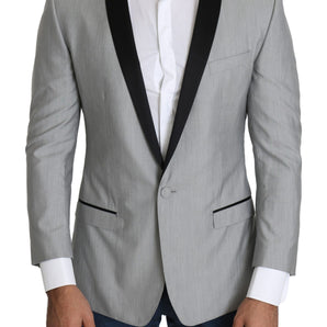 Dolce &amp; Gabbana Elegant Silk Blend Light Gray Blazer