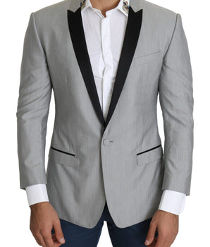 Dolce & Gabbana Elegant Silk Blend Light Gray Blazer Dolce & Gabbana 