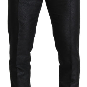 Dolce &amp; Gabbana Elegante pantalón de vestir negro metalizado