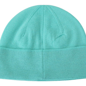 Givenchy Aquamarine Green Wool Beanie with Signature Logo