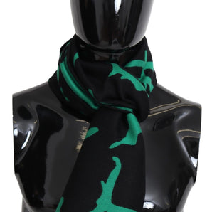 Givenchy Black Green Wool Unisex Winter Warm Scarf Wrap Shawl