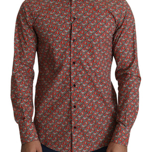 Dolce &amp; Gabbana Camisa elegante de algodón con corte Martini rojo