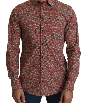 Dolce & Gabbana Elegant Red Martini Fit Cotton Shirt Dolce & Gabbana 