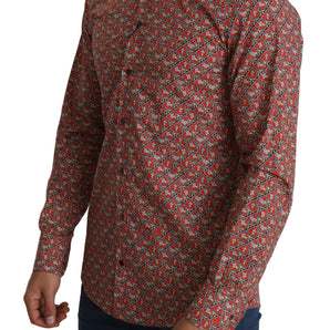 Dolce & Gabbana Elegant Red Martini Fit Cotton Shirt