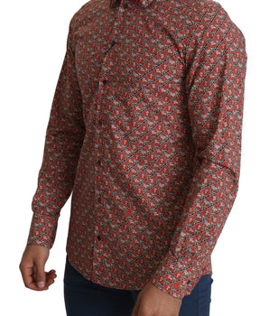 Dolce & Gabbana Elegant Red Martini Fit Cotton Shirt Dolce & Gabbana 