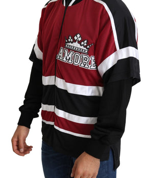 Dolce & Gabbana Elegant Full Zipper Sweater in Black and Red Dolce & Gabbana 