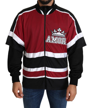 Dolce & Gabbana Elegant Full Zipper Sweater in Black and Red Dolce & Gabbana 