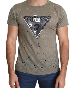 Guess Chic Brown Cotton Stretch T-Shirt Guess 