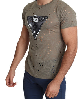 Guess Chic Brown Cotton Stretch T-Shirt Guess 