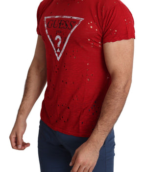 Guess Radiant Red Cotton Stretch T-Shirt Guess 