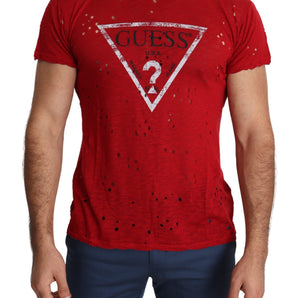 Guess Camiseta de algodón roja radiante perfecta para el estilo diario