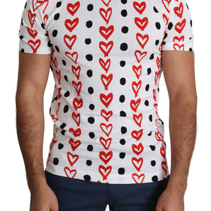 Dolce &amp; Gabbana Chic White Cotton Tee with Heart Print