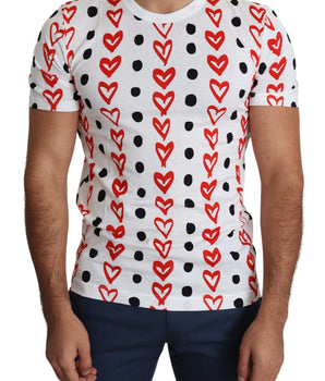 Dolce & Gabbana Chic White Cotton Tee with Heart Print Dolce & Gabbana 