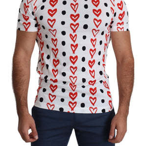 Dolce &amp; Gabbana Chic White Cotton Tee with Heart Print