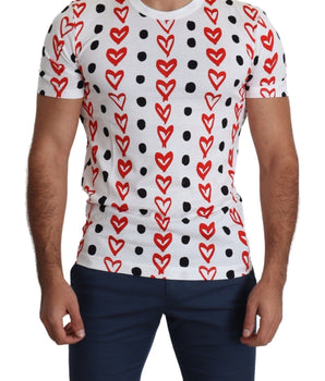 Dolce & Gabbana Chic White Cotton Tee with Heart Print Dolce & Gabbana 