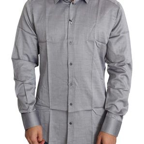 Dolce &amp; Gabbana Elegant Gray Slim Fit Cotton Dress Shirt