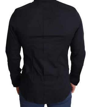 Dolce & Gabbana Sleek Black Slim Fit Cotton Stretch Dress Shirt Dolce & Gabbana 
