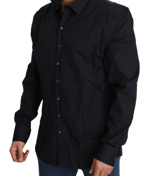 Dolce & Gabbana Elegant Slim Fit Black Dress Shirt Dolce & Gabbana 