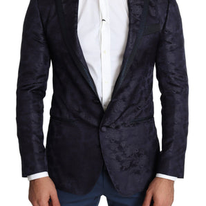 Dolce &amp; Gabbana Elegante blazer Martini de mezcla de seda en azul