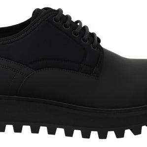 Dolce &amp; Gabbana Elegant Black Calfskin Derby Shoes