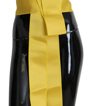 Dolce & Gabbana Yellow Wide Snap Button Closure Silk Belt Dolce & Gabbana 