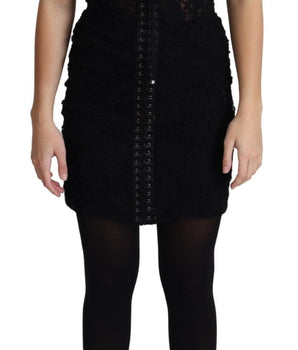 Dolce & Gabbana Elegant Black Lace Bustier Mini Dress Dolce & Gabbana 