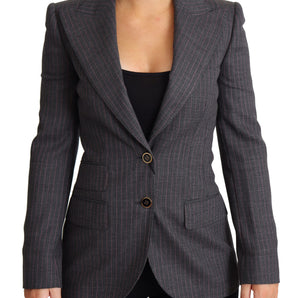 Dolce &amp; Gabbana Elegante blazer de lana elástica gris