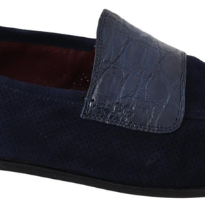 Dolce &amp; Gabbana Elegant Blue Suede Leather Loafers