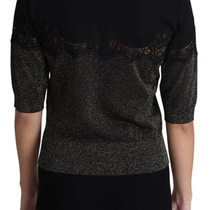 Dolce & Gabbana Elegant Lurex Threaded Jersey Lace Blouse