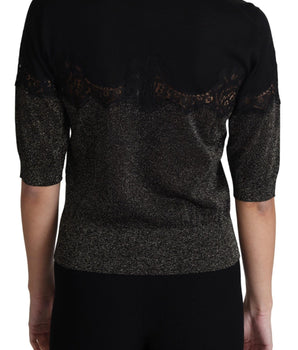 Dolce &amp; Gabbana Blusa elegante de encaje de punto con hilo de lúrex