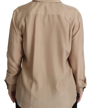 Dolce & Gabbana Beige Silk Shirt Decorative Buttons Top Dolce & Gabbana 