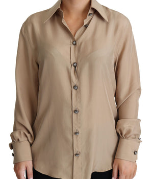 Dolce & Gabbana Beige Silk Shirt Decorative Buttons Top Dolce & Gabbana 