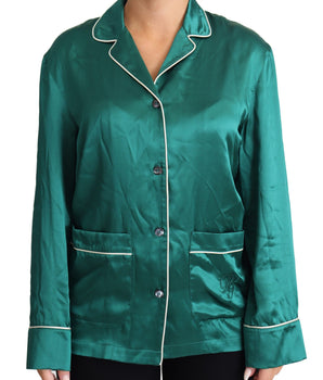 Dolce & Gabbana Green Pyjama Blouse Silk Lounge Sleepwear Top Dolce & Gabbana 