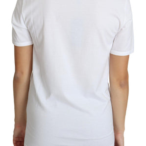 Dolce &amp; Gabbana Crystal-Embellished White Cotton Tee