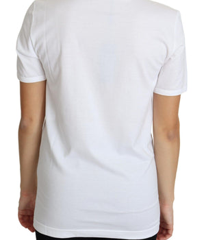 Dolce &amp; Gabbana Crystal-Embellished White Cotton Tee