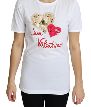 Dolce &amp; Gabbana Crystal-Embellished White Cotton Tee