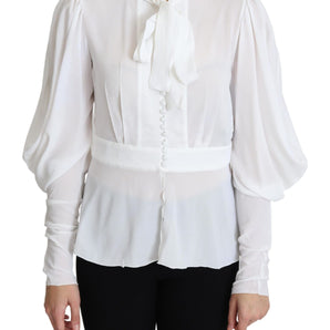 Dolce &amp; Gabbana Elegante blusa de viscosa blanca como la nieve