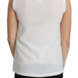 Dolce &amp; Gabbana Elegant Silk Lace-Detailed Sleeveless Blouse