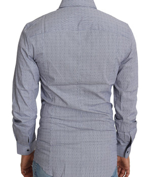 Dolce & Gabbana Gray Dotted Semi Fitted Formal SICILIA Shirt