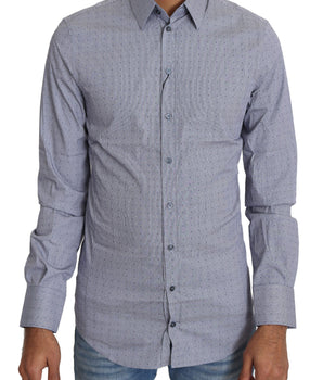 Dolce & Gabbana Gray Dotted Semi Fitted Formal SICILIA Shirt