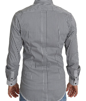 Dolce & Gabbana Black White Checkered Casual Shirt